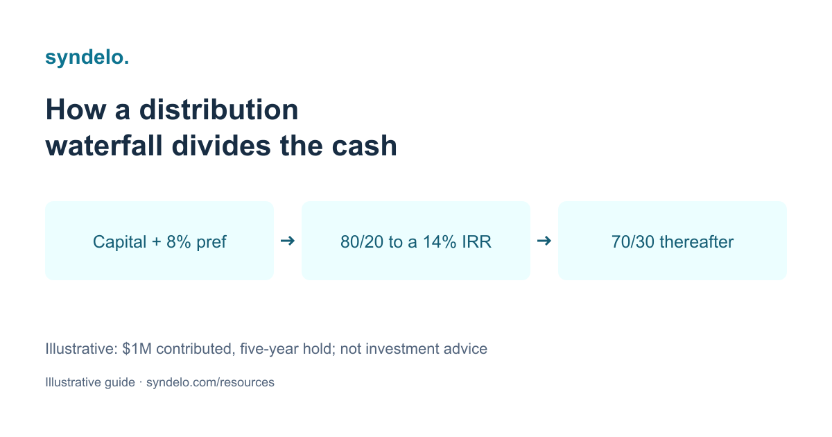 Visual summary of How Real Estate Distribution Waterfalls Work